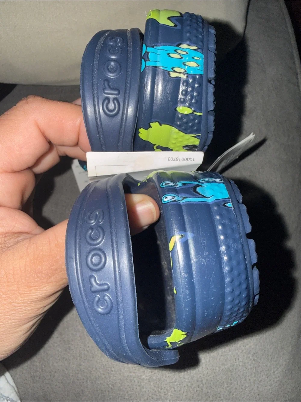 CROCS Navy Blue Kids Monster Print Water Clogs